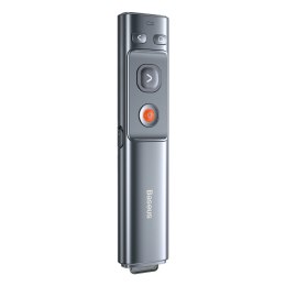 Wskaźnik laserowy z pilotem do prezentacji do 100m WiFi 2.4GHz USB-A/C - szary