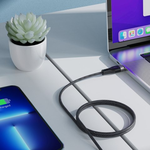 Kabel przewód USB-C 480Mb/s 100W z organizerem magnetycznym 1.2m - czarny Kabel przewód USB-C 480Mb/s 100W z organizerem magnetycznym 1.2m - czarny