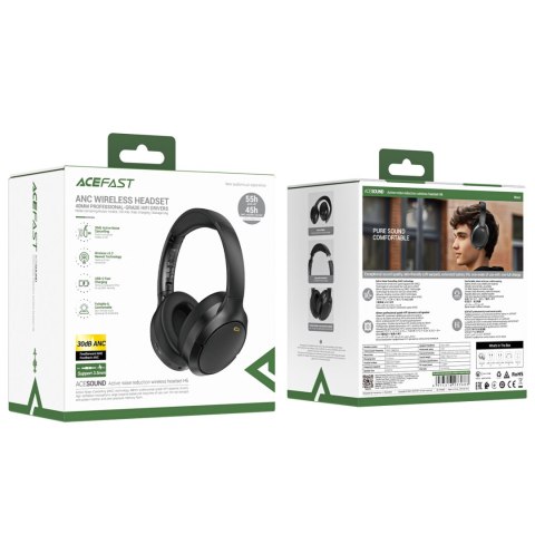 Słuchawki nauszne H6 ANC bezprzewodowe Bluetooth 5.3 IPX4 - czarne Słuchawki nauszne H6 ANC bezprzewodowe Bluetooth 5.3 IPX4 - czarne