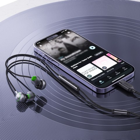 Słuchawki przewodowe L5 dokanałowe USB-C 1.2m - czarne Słuchawki przewodowe L5 dokanałowe USB-C 1.2m - czarne