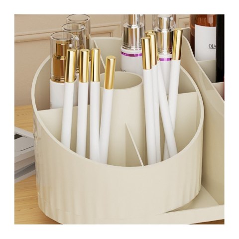 Organizer na pędzle, kosmetyki, obrotowy z szufladkami, kremowy 31 x 14,5 x 11,6 cm CB66 Organizer na pędzle, kosmetyki, obrotowy z szufladkami, kremowy 31 x 14,5 x 11,6 cm CB66