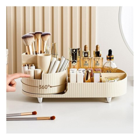 Organizer na pędzle, kosmetyki, ryflowany obrotowy kremowy 34,5x14,7x14,3cm CB56K Organizer na pędzle, kosmetyki, ryflowany obrotowy kremowy 34,5x14,7x14,3cm CB56K