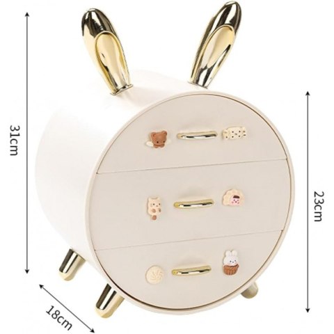 Organizer szkatułka na kosmetyki, biżuterię BUNNY ze złotymi uszkami CB60 Organizer szkatułka na kosmetyki, biżuterię BUNNY ze złotymi uszkami CB60