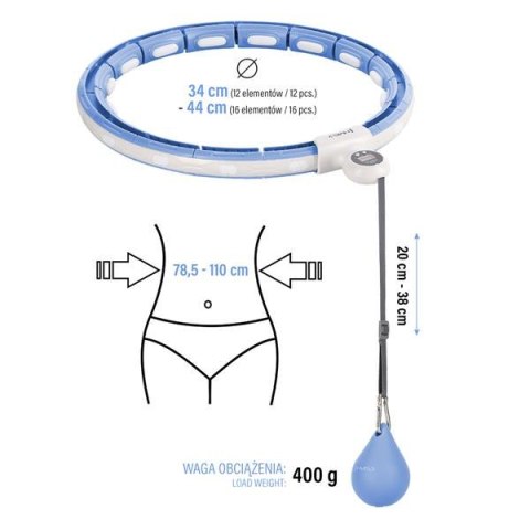 HHM15 HULA HOP BLUE Z MAGNESEM I OBCIĄŻNIKIEM + LICZNIK HMS HHM15 HULA HOP BLUE Z MAGNESEM I OBCIĄŻNIKIEM + LICZNIK HMS