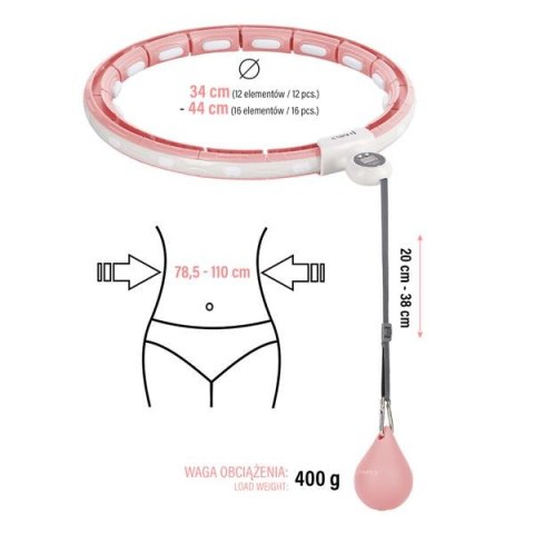 HHM15 HULA HOP PINK Z MAGNESEM I OBCIĄŻNIKIEM + LICZNIK HMS HHM15 HULA HOP PINK Z MAGNESEM I OBCIĄŻNIKIEM + LICZNIK HMS