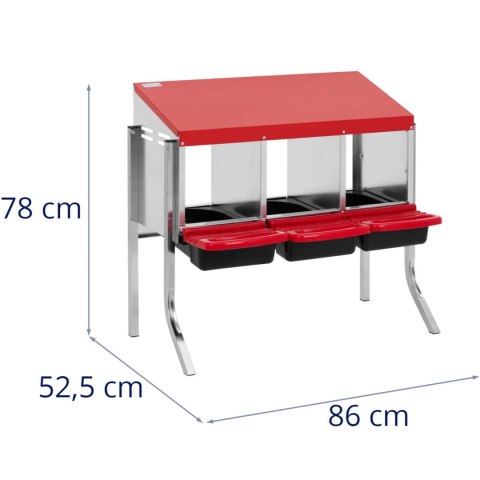 Gniazdo dla kur niosek stojące 3 komory STAL 86 x 52.5 x 78 cm Gniazdo dla kur niosek stojące 3 komory STAL 86 x 52.5 x 78 cm