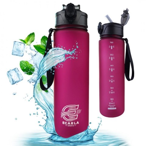 Butelka na wodę, sportowy bidon matowy 750ML bordowy ECARLA SPORTS BD49 Butelka na wodę, sportowy bidon matowy 750ML bordowy ECARLA SPORTS BD49