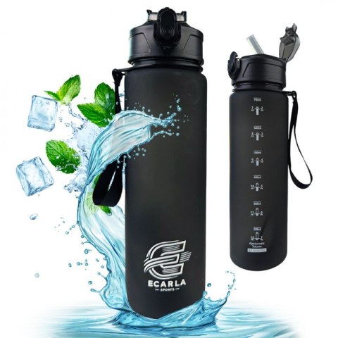 Butelka na wodę, sportowy bidon matowy 750ML czarny ECARLA SPORTS BD48 Butelka na wodę, sportowy bidon matowy 750ML czarny ECARLA SPORTS BD48