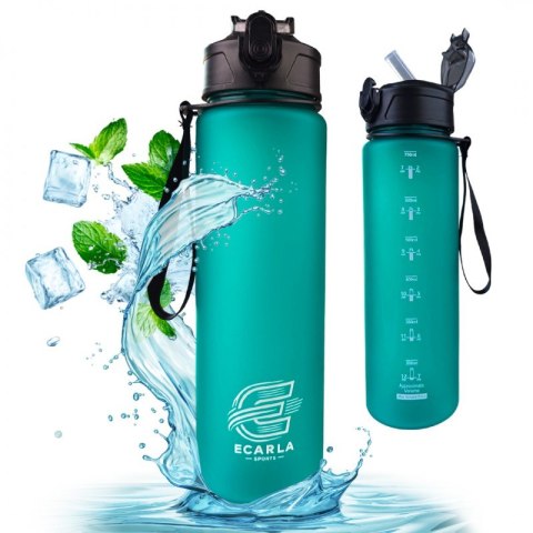 Butelka na wodę, sportowy bidon matowy 750ML turkus ECARLA SPORTS BD50 Butelka na wodę, sportowy bidon matowy 750ML turkus ECARLA SPORTS BD50