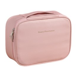 Kosmetyczka rozkładana elegancka kuferek etui z ekoskóry róż KS146R