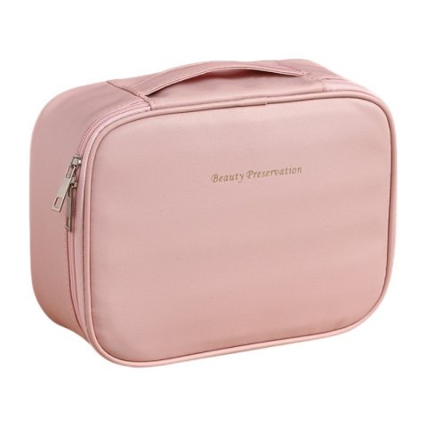 Kosmetyczka rozkładana elegancka kuferek etui z ekoskóry róż KS146R Kosmetyczka rozkładana elegancka kuferek etui z ekoskóry róż KS146R