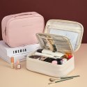 Kosmetyczka rozkładana elegancka kuferek etui z ekoskóry róż KS146R