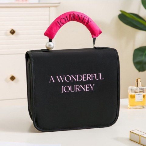 Kosmetyczka rozkładana elegancka kuferek etui z rączką czarna KS153CZ Kosmetyczka rozkładana elegancka kuferek etui z rączką czarna KS153CZ