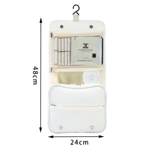 Kosmetyczka rozkładana elegancka kuferek etui z rączką kremowa KS153K Kosmetyczka rozkładana elegancka kuferek etui z rączką kremowa KS153K