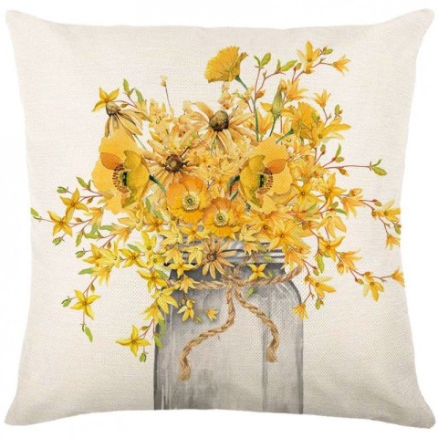 Lniana poszewka na poduszkę 45 x 45 cm z nadrukiem BUKIET KWIATÓW POD237 Lniana poszewka na poduszkę 45 x 45 cm z nadrukiem BUKIET KWIATÓW POD237