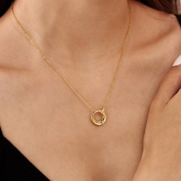 Naszyjnik stal szlachetna pozłacana 14k złotem, kółka cyrkonie NST2192