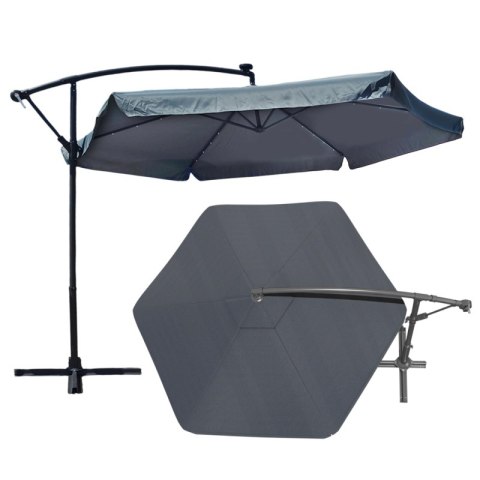 Parasol ogrodowy z oświetleniem SOLAR LED, wysięgnik i falbanka, grafitowy 3,5 m. OGP11SZ Parasol ogrodowy z oświetleniem SOLAR LED, wysięgnik i falbanka, grafitowy 3,5 m. OGP11SZ
