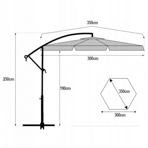 Parasol ogrodowy z oświetleniem SOLAR LED, wysięgnik i falbanka, kremowy 3,5 m. OGP11K Parasol ogrodowy z oświetleniem SOLAR LED, wysięgnik i falbanka, kremowy 3,5 m. OGP11K