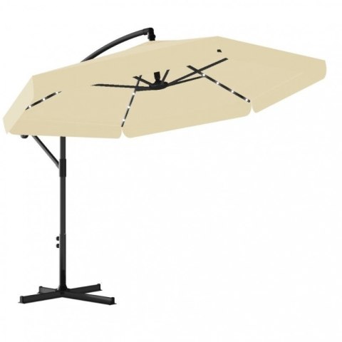 Parasol ogrodowy z oświetleniem SOLAR LED, wysięgnik i falbanka, kremowy 3,5 m. OGP11K Parasol ogrodowy z oświetleniem SOLAR LED, wysięgnik i falbanka, kremowy 3,5 m. OGP11K