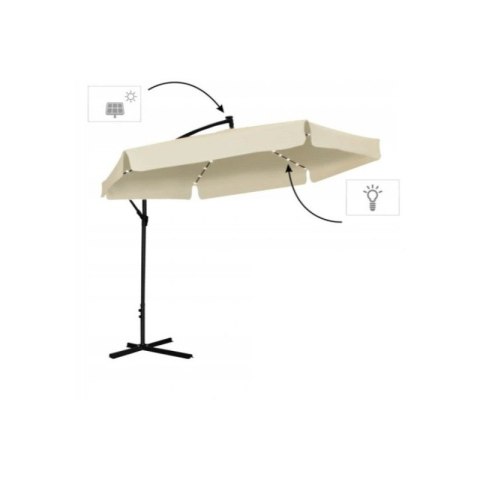 Parasol ogrodowy z oświetleniem SOLAR LED, wysięgnik i falbanka, kremowy 3,5 m. OGP11K Parasol ogrodowy z oświetleniem SOLAR LED, wysięgnik i falbanka, kremowy 3,5 m. OGP11K