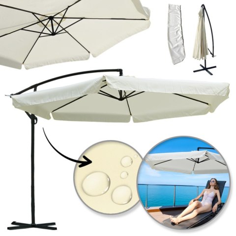 Parasol ogrodowy z wysięgnikiem i falbanką, kremowy 3,5 m. OGP10 Parasol ogrodowy z wysięgnikiem i falbanką, kremowy 3,5 m. OGP10