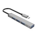 Hub AH-13 stacja dokująca rozdzielacz USB-C na 4x USB-A - szary