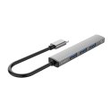 Hub AH-13 stacja dokująca rozdzielacz USB-C na 4x USB-A - szary