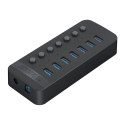 Hub CT2U3-7AB z włącznikami 7x USB-A - czarny