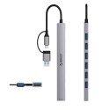 Hub YSA2-U3 stacja dokująca USB-A / USB-C na 7x USB-A - szary