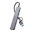 Hub YSA7-U3 stacja dokująca USB-A / USB-C na USB-A USB-C - szary