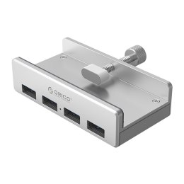 Hub rozdzielacz MH4PU na zacisk do biurka monitora 4x USB-A - srebrny