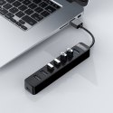 Hub rozdzielacz TWU32-4A USB-A - USB-A USB-C 5V/3A - czarny