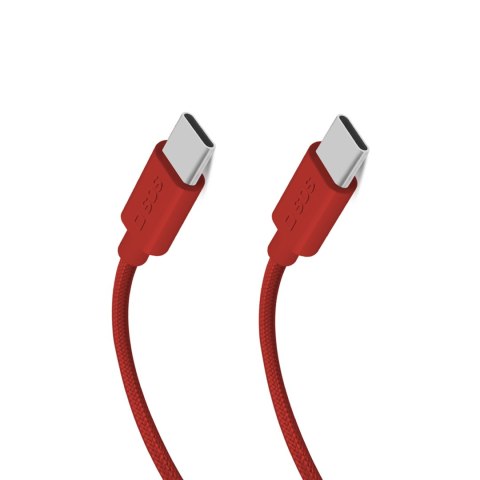 Kabel przewód w oplocie USB-C 60 W 1.5m - czerwony Kabel przewód w oplocie USB-C 60 W 1.5m - czerwony