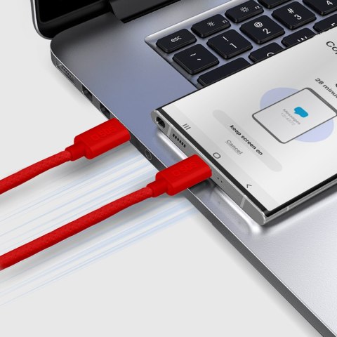 Kabel przewód w oplocie USB-C 60 W 1.5m - czerwony Kabel przewód w oplocie USB-C 60 W 1.5m - czerwony