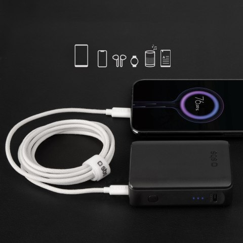 Kabel przewód w oplocie USB-C 60W 1.5m - szary Kabel przewód w oplocie USB-C 60W 1.5m - szary