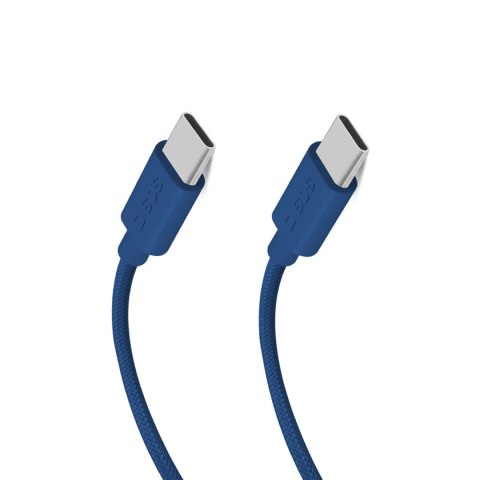 Kabel przewód w oplocie USB-C - USB-C 60W 1.5m - niebieski Kabel przewód w oplocie USB-C - USB-C 60W 1.5m - niebieski