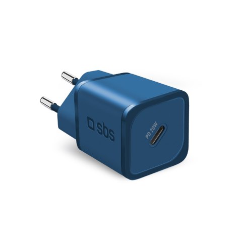 Ładowarka sieciowa GaN z Power Delivery 20W - niebieska Ładowarka sieciowa GaN z Power Delivery 20W - niebieska