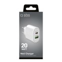 Ładowarka sieciowa Power Delivery USB-A USB-C 20W - biała
