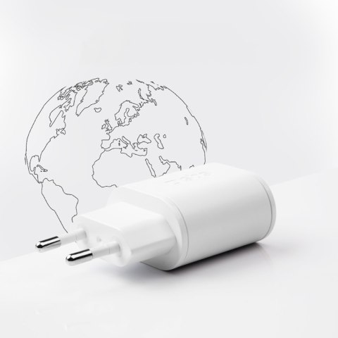 Ładowarka sieciowa Power Delivery USB-A USB-C 20W - biała Ładowarka sieciowa Power Delivery USB-A USB-C 20W - biała