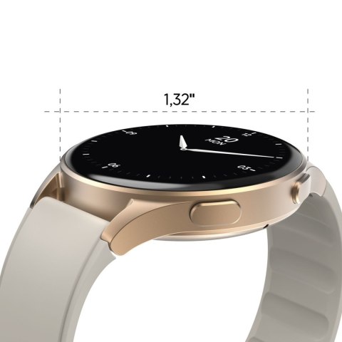 Smartwatch Hama 8900 GPS AMOLED 1.32'' z beżowym paskiem silikonowym - złoty Smartwatch Hama 8900 GPS AMOLED 1.32'' z beżowym paskiem silikonowym - złoty