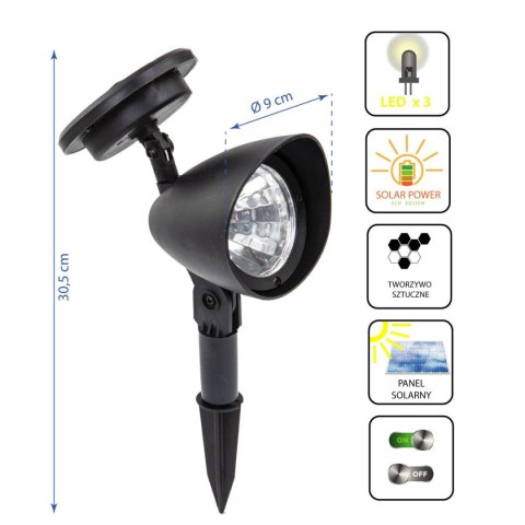 LAMPA SOLARNA REFLEKTOR 3 LED WBIJANY LAMPA SOLARNA REFLEKTOR 3 LED WBIJANY