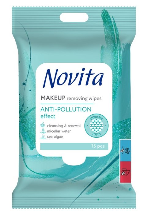 NOVITA Chusteczki nawilżane Make up & Care 15szt. NOVITA Chusteczki nawilżane Make up & Care 15szt.