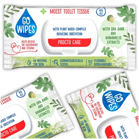 GOWIPES Nawilżany papier toaletowy Procto Care Flip top 44szt. GOWIPES Nawilżany papier toaletowy Procto Care Flip top 44szt.