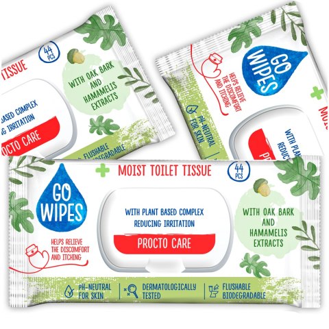 GOWIPES Nawilżany papier toaletowy Procto Care Flip top 44szt. GOWIPES Nawilżany papier toaletowy Procto Care Flip top 44szt.