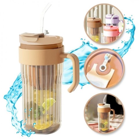 Kubek z ryflowanego szkła na Kawę Herbatę ze słomką, sitkiem i zamknięciem 550 ML CUP12BR Kubek z ryflowanego szkła na Kawę Herbatę ze słomką, sitkiem i zamknięciem 550 ML CUP12BR
