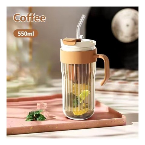 Kubek z ryflowanego szkła na Kawę Herbatę ze słomką, sitkiem i zamknięciem 550 ML CUP12BR Kubek z ryflowanego szkła na Kawę Herbatę ze słomką, sitkiem i zamknięciem 550 ML CUP12BR