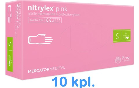 Rękawice Nitrylowe 100 sztuk / Różowe / Nitrylex Pink - 10 szt. (M 7-8) Rękawice Nitrylowe 100 sztuk / Różowe / Nitrylex Pink - 10 szt. (M 7-8)