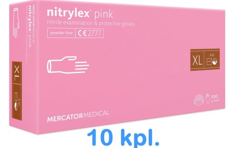 Rękawice Nitrylowe 100 sztuk / Różowe / Nitrylex Pink - 10 szt. (M 7-8) Rękawice Nitrylowe 100 sztuk / Różowe / Nitrylex Pink - 10 szt. (M 7-8)