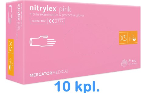 Rękawice Nitrylowe 100 sztuk / Różowe / Nitrylex Pink - 10 szt. (M 7-8) Rękawice Nitrylowe 100 sztuk / Różowe / Nitrylex Pink - 10 szt. (M 7-8)