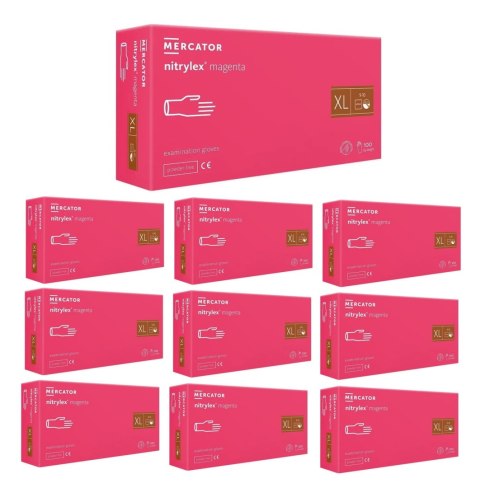 Rękawice Nitrylowe 100 szt. Nitrylex Magenta - 10 szt. (XL 9-10) Rękawice Nitrylowe 100 szt. Nitrylex Magenta - 10 szt. (XL 9-10)